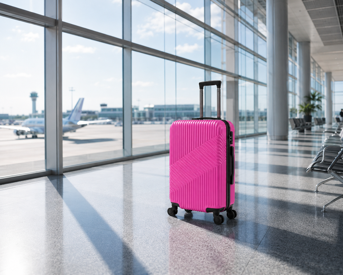 Fuchsia · Maleta de cabina ZAIROA en la sala de embarque