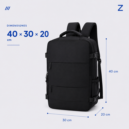 Negro · Medidas de la mochila de viaje ZAIROA: 40 × 30 × 20 cm