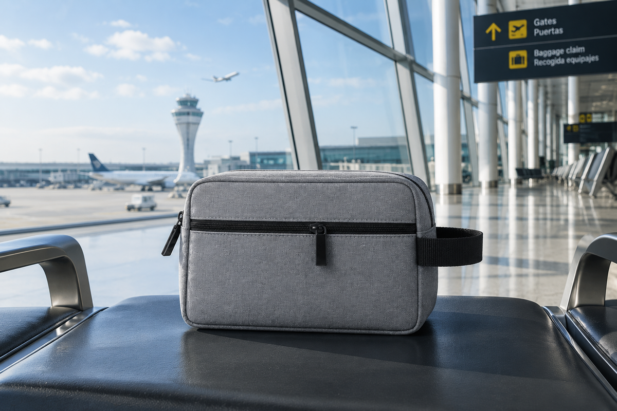 Gris · Neceser de viaje ZAIROA en gris en la terminal del aeropuerto