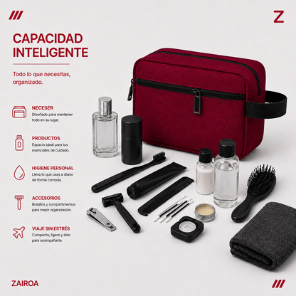 Rojo · Capacidad del neceser de viaje ZAIROA: artículos de higiene personal, accesorios y toalla