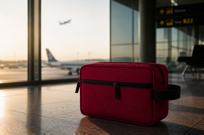 Rojo · Neceser de viaje ZAIROA en rojo en la terminal del aeropuerto